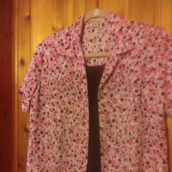 *NOTATIONS PINK and BROWN PRINT 2-IN-1 BLOUSE - Picture 6 of 8